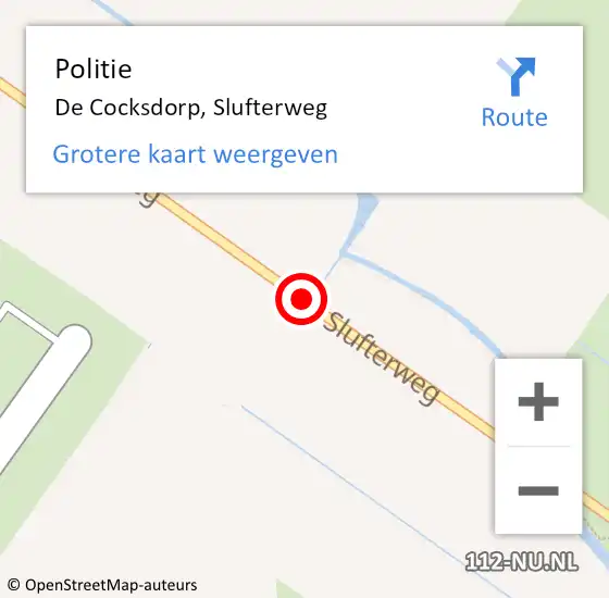 Locatie op kaart van de 112 melding: Politie De Cocksdorp, Slufterweg op 12 mei 2016 13:27