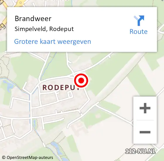 Locatie op kaart van de 112 melding: Brandweer Simpelveld, Rodeput op 14 december 2013 19:50