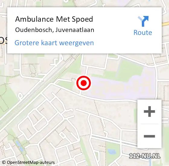 Locatie op kaart van de 112 melding: Ambulance Met Spoed Naar Oudenbosch, Juvenaatlaan op 12 mei 2016 14:17