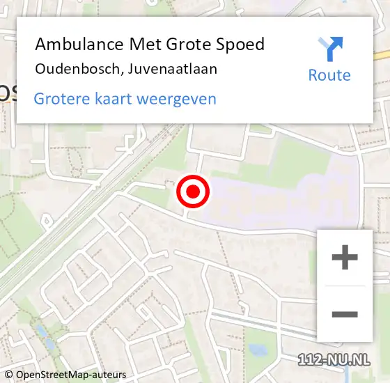 Locatie op kaart van de 112 melding: Ambulance Met Grote Spoed Naar Oudenbosch, Juvenaatlaan op 12 mei 2016 14:21