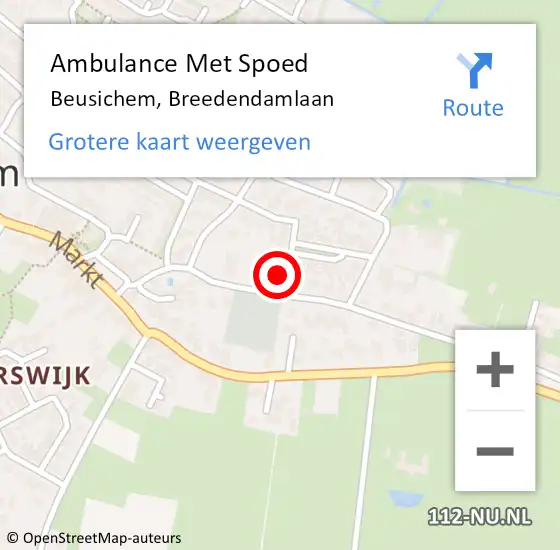 Locatie op kaart van de 112 melding: Ambulance Met Spoed Naar Beusichem, Breedendamlaan op 12 mei 2016 14:28