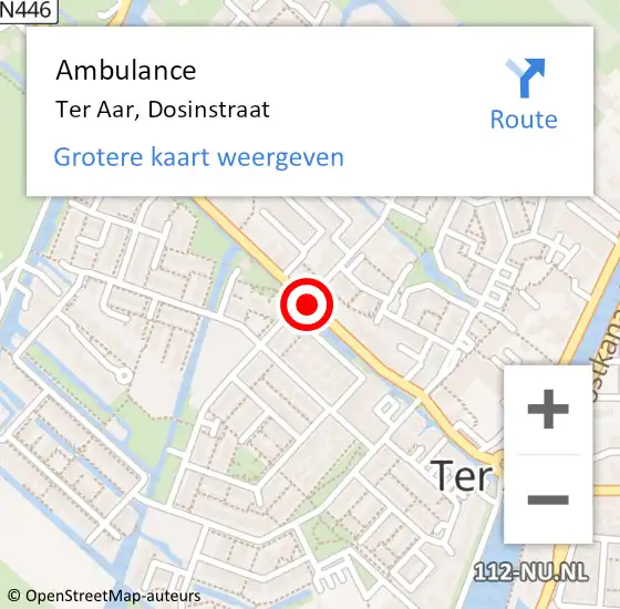 Locatie op kaart van de 112 melding: Ambulance Ter Aar, Dosinstraat op 12 mei 2016 14:37