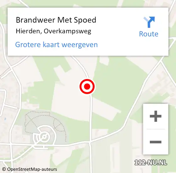 Locatie op kaart van de 112 melding: Brandweer Met Spoed Naar Hierden, Overkampsweg op 12 mei 2016 14:47