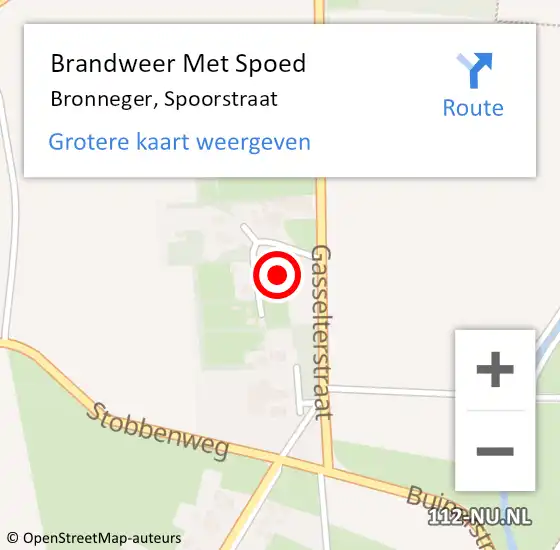 Locatie op kaart van de 112 melding: Brandweer Met Spoed Naar Bronneger, Spoorstraat op 12 mei 2016 15:29