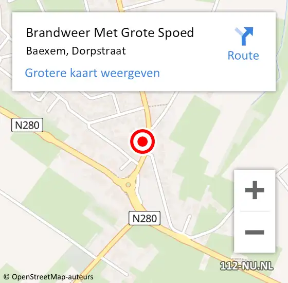 Locatie op kaart van de 112 melding: Brandweer Met Grote Spoed Naar Baexem, Dorpstraat op 12 mei 2016 15:50