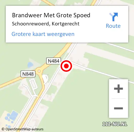 Locatie op kaart van de 112 melding: Brandweer Met Grote Spoed Naar Schoonrewoerd, Kortgerecht op 12 mei 2016 16:06