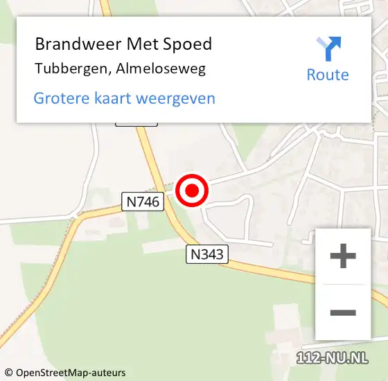 Locatie op kaart van de 112 melding: Brandweer Met Spoed Naar Tubbergen, Almeloseweg op 12 mei 2016 16:25