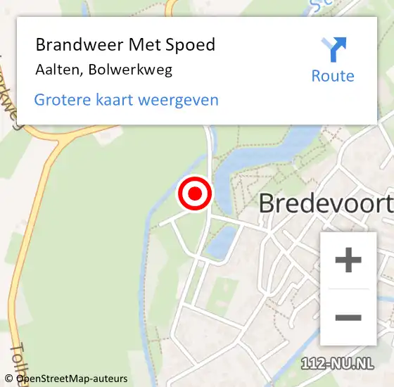 Locatie op kaart van de 112 melding: Brandweer Met Spoed Naar Aalten, Bolwerkweg op 12 mei 2016 16:30