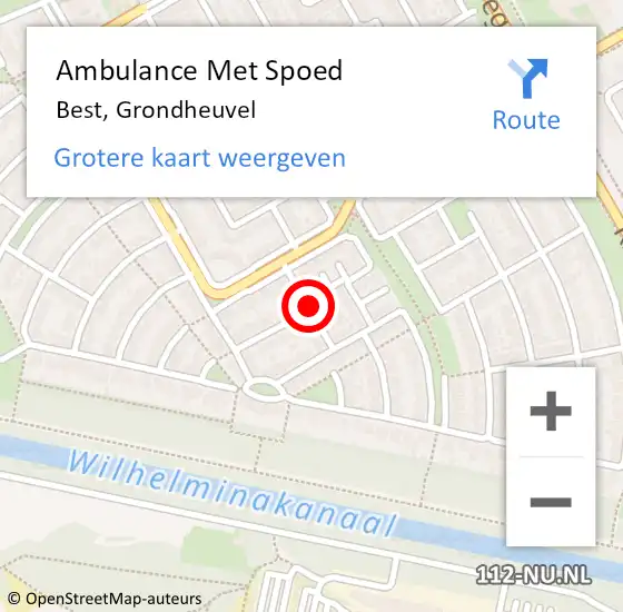 Locatie op kaart van de 112 melding: Ambulance Met Spoed Naar Best, Grondheuvel op 12 mei 2016 16:43