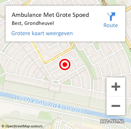 Locatie op kaart van de 112 melding: Ambulance Met Grote Spoed Naar Best, Grondheuvel op 12 mei 2016 16:48