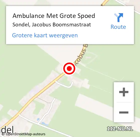 Locatie op kaart van de 112 melding: Ambulance Met Grote Spoed Naar Sondel, Jacobus Boomsmastraat op 16 september 2013 08:06