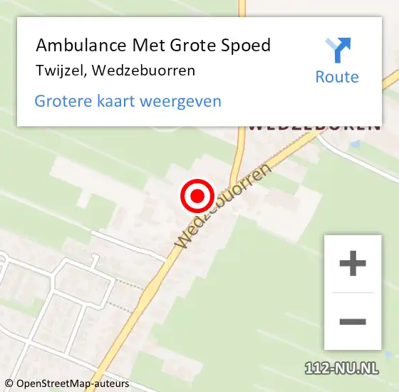 Locatie op kaart van de 112 melding: Ambulance Met Grote Spoed Naar Twijzel, Wedzebuorren op 12 mei 2016 17:30