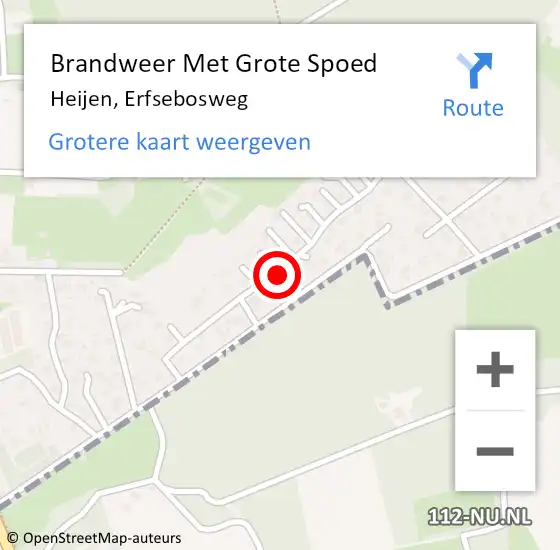 Locatie op kaart van de 112 melding: Brandweer Met Grote Spoed Naar Heijen, Erfsebosweg op 12 mei 2016 18:03