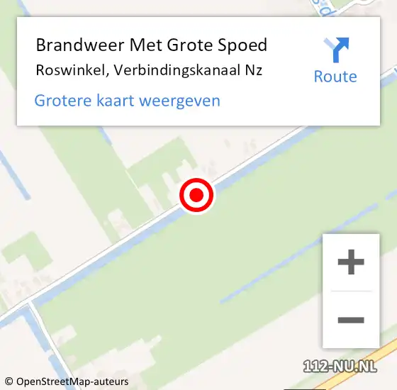 Locatie op kaart van de 112 melding: Brandweer Met Grote Spoed Naar Roswinkel, Verbindingskanaal Nz op 12 mei 2016 18:04