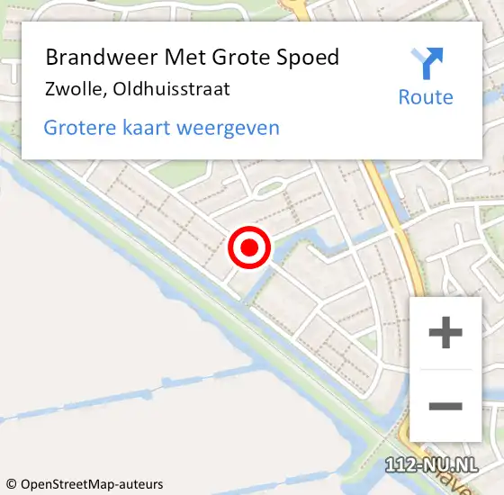 Locatie op kaart van de 112 melding: Brandweer Met Grote Spoed Naar Zwolle, Oldhuisstraat op 12 mei 2016 18:14