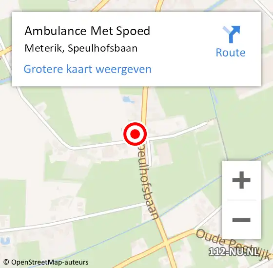 Locatie op kaart van de 112 melding: Ambulance Met Spoed Naar Meterik, Speulhofsbaan op 14 december 2013 20:46