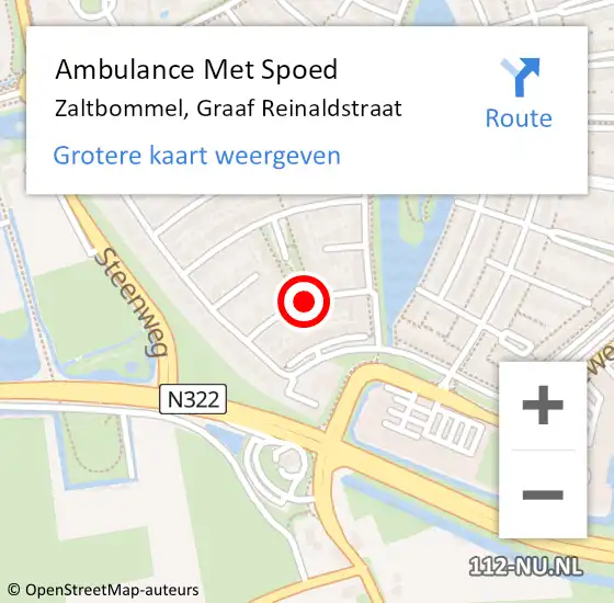 Locatie op kaart van de 112 melding: Ambulance Met Spoed Naar Zaltbommel, Graaf Reinaldstraat op 12 mei 2016 20:16