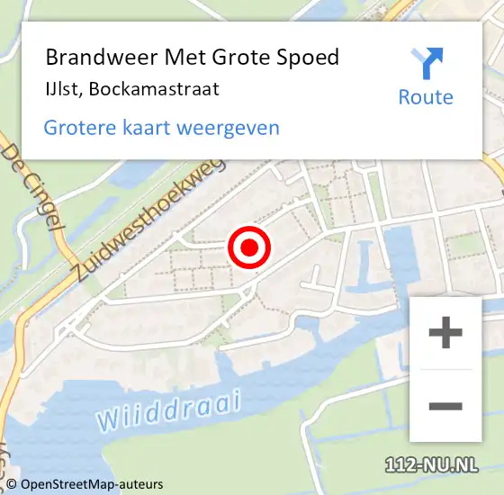 Locatie op kaart van de 112 melding: Brandweer Met Grote Spoed Naar IJlst, Bockamastraat op 12 mei 2016 20:39