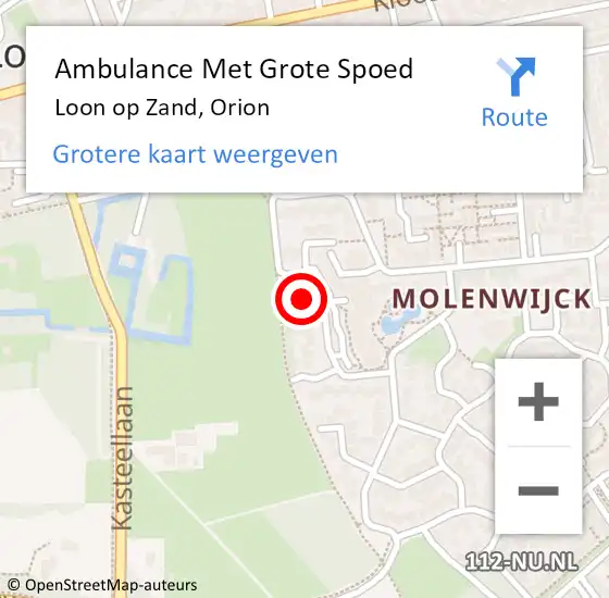 Locatie op kaart van de 112 melding: Ambulance Met Grote Spoed Naar Loon op Zand, Orion op 12 mei 2016 20:40