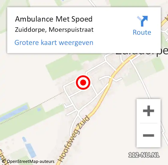 Locatie op kaart van de 112 melding: Ambulance Met Spoed Naar Zuiddorpe, Moerspuistraat op 12 mei 2016 23:24