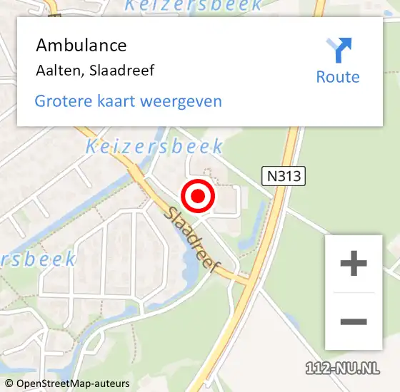 Locatie op kaart van de 112 melding: Ambulance Aalten, Slaadreef op 12 mei 2016 23:26