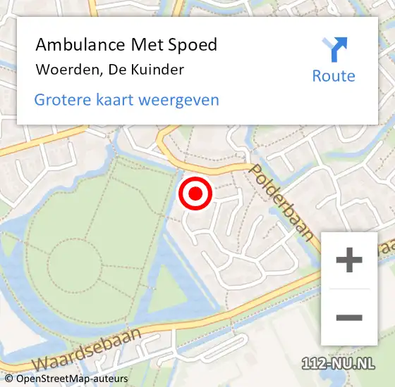 Locatie op kaart van de 112 melding: Ambulance Met Spoed Naar Woerden, De Kuinder op 14 december 2013 21:18