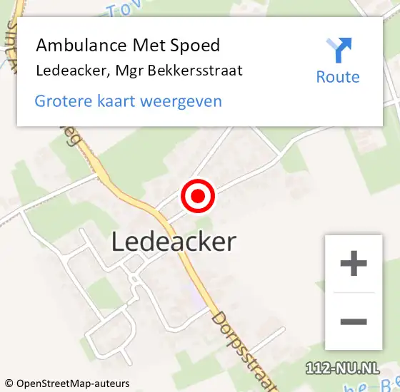 Locatie op kaart van de 112 melding: Ambulance Met Spoed Naar Ledeacker, Mgr Bekkersstraat op 12 mei 2016 23:33