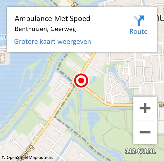 Locatie op kaart van de 112 melding: Ambulance Met Spoed Naar Benthuizen, Geerweg op 13 mei 2016 00:38