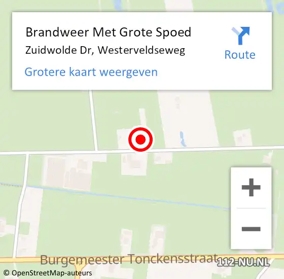 Locatie op kaart van de 112 melding: Brandweer Met Grote Spoed Naar Zuidwolde Dr, Westerveldseweg op 14 december 2013 21:29