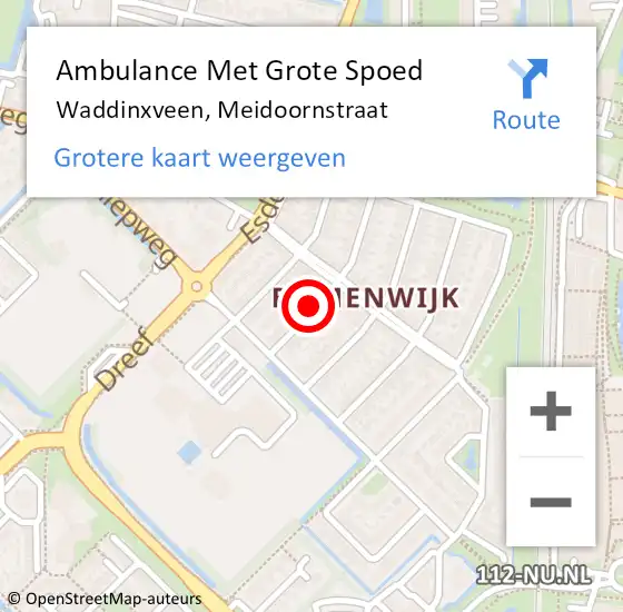 Locatie op kaart van de 112 melding: Ambulance Met Grote Spoed Naar Waddinxveen, Meidoornstraat op 13 mei 2016 03:02