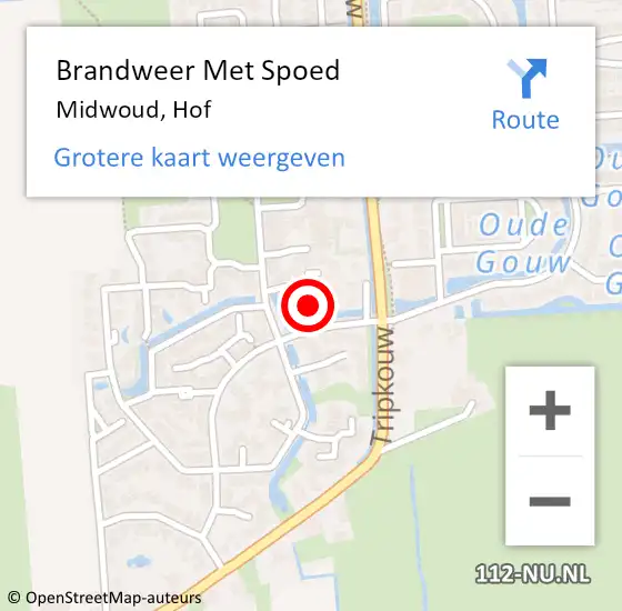 Locatie op kaart van de 112 melding: Brandweer Met Spoed Naar Midwoud, Hof op 13 mei 2016 03:19