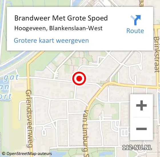 Locatie op kaart van de 112 melding: Brandweer Met Grote Spoed Naar Hoogeveen, Blankenslaan-West op 13 mei 2016 04:27