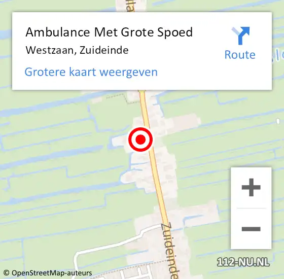 Locatie op kaart van de 112 melding: Ambulance Met Grote Spoed Naar Westzaan, Zuideinde op 13 mei 2016 04:56