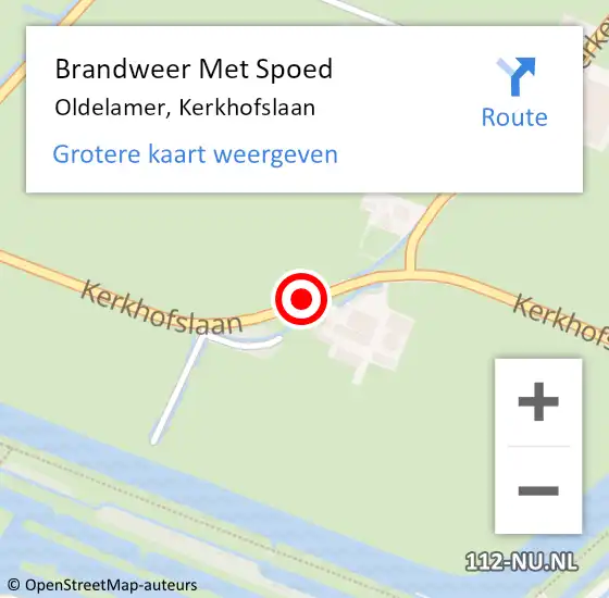 Locatie op kaart van de 112 melding: Brandweer Met Spoed Naar Oldelamer, Kerkhofslaan op 13 mei 2016 06:35