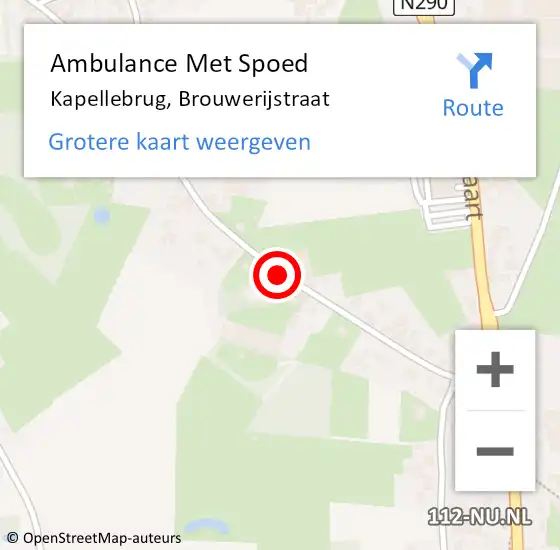 Locatie op kaart van de 112 melding: Ambulance Met Spoed Naar Kapellebrug, Brouwerijstraat op 13 mei 2016 07:18