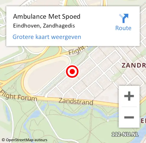 Locatie op kaart van de 112 melding: Ambulance Met Spoed Naar Eindhoven, Zandhagedis op 13 mei 2016 07:52