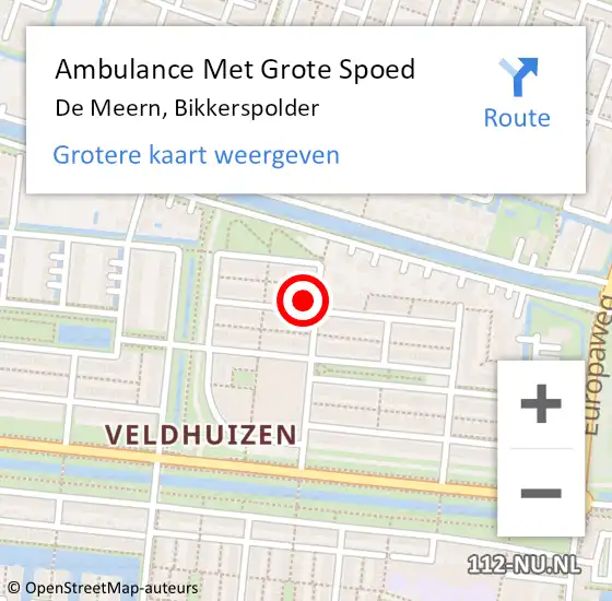 Locatie op kaart van de 112 melding: Ambulance Met Grote Spoed Naar De Meern, Bikkerspolder op 13 mei 2016 07:59
