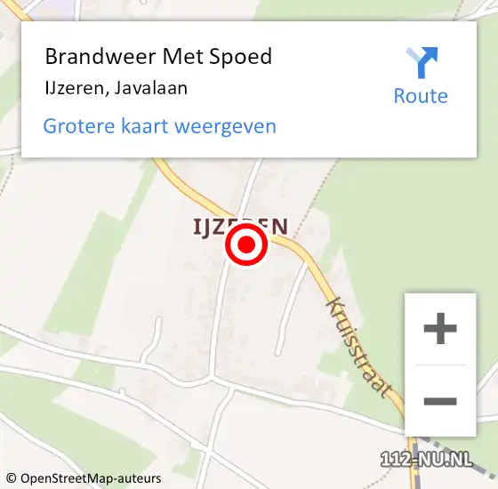 Locatie op kaart van de 112 melding: Brandweer Met Spoed Naar IJzeren, Javalaan op 13 mei 2016 08:02