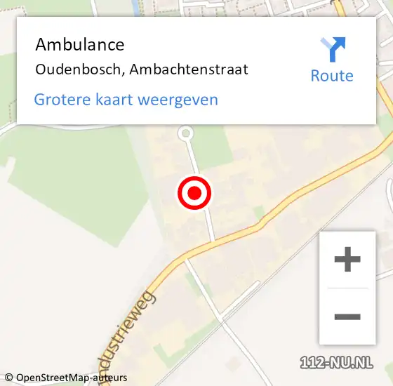 Locatie op kaart van de 112 melding: Ambulance Oudenbosch, Ambachtenstraat op 13 mei 2016 08:42