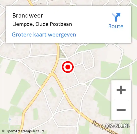 Locatie op kaart van de 112 melding: Brandweer Liempde, Oude Postbaan op 13 mei 2016 09:01