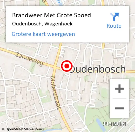 Locatie op kaart van de 112 melding: Brandweer Met Grote Spoed Naar Oudenbosch, Wagenhoek op 13 mei 2016 09:01