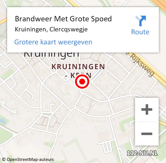 Locatie op kaart van de 112 melding: Brandweer Met Grote Spoed Naar Kruiningen, Clercqswegje op 13 mei 2016 09:33