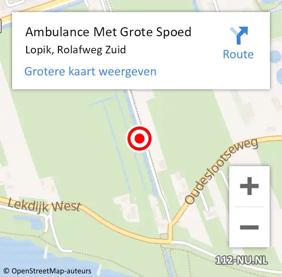 Locatie op kaart van de 112 melding: Ambulance Met Grote Spoed Naar Lopik, Rolafweg Zuid op 13 mei 2016 09:34