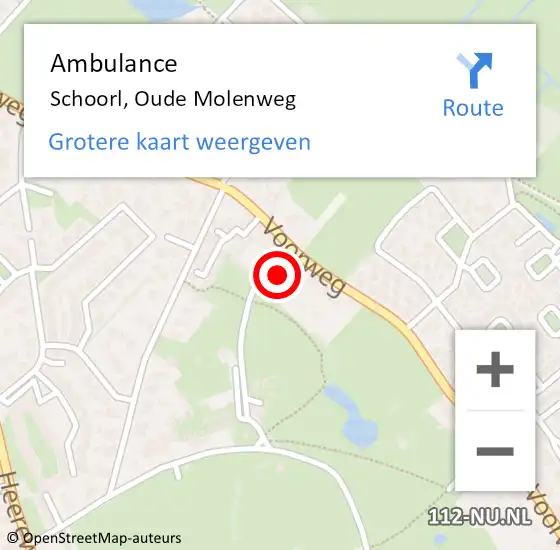 Locatie op kaart van de 112 melding: Ambulance Schoorl, Oude Molenweg op 13 mei 2016 09:49