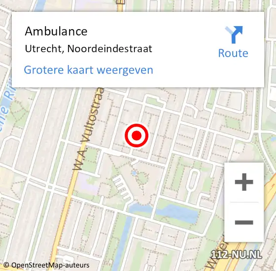 Locatie op kaart van de 112 melding: Ambulance Utrecht, Noordeindestraat op 13 mei 2016 09:53