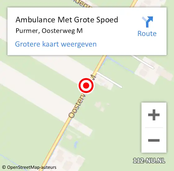 Locatie op kaart van de 112 melding: Ambulance Met Grote Spoed Naar Purmer, Oosterweg M op 14 december 2013 22:16