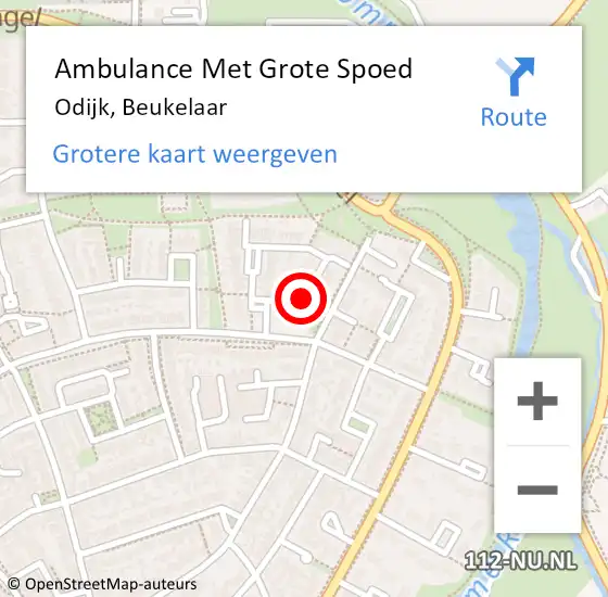 Locatie op kaart van de 112 melding: Ambulance Met Grote Spoed Naar Odijk, Beukelaar op 13 mei 2016 10:40