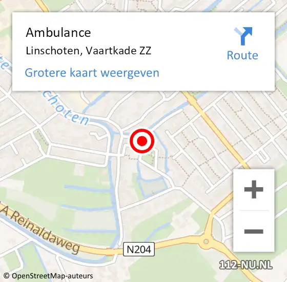 Locatie op kaart van de 112 melding: Ambulance Linschoten, Vaartkade ZZ op 13 mei 2016 12:27