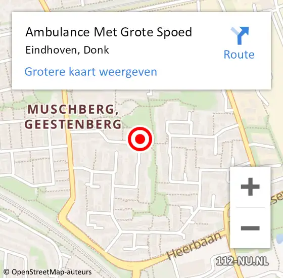 Locatie op kaart van de 112 melding: Ambulance Met Grote Spoed Naar Eindhoven, Donk op 13 mei 2016 12:31