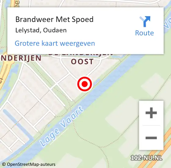 Locatie op kaart van de 112 melding: Brandweer Met Spoed Naar Lelystad, Oudaen op 13 mei 2016 12:44